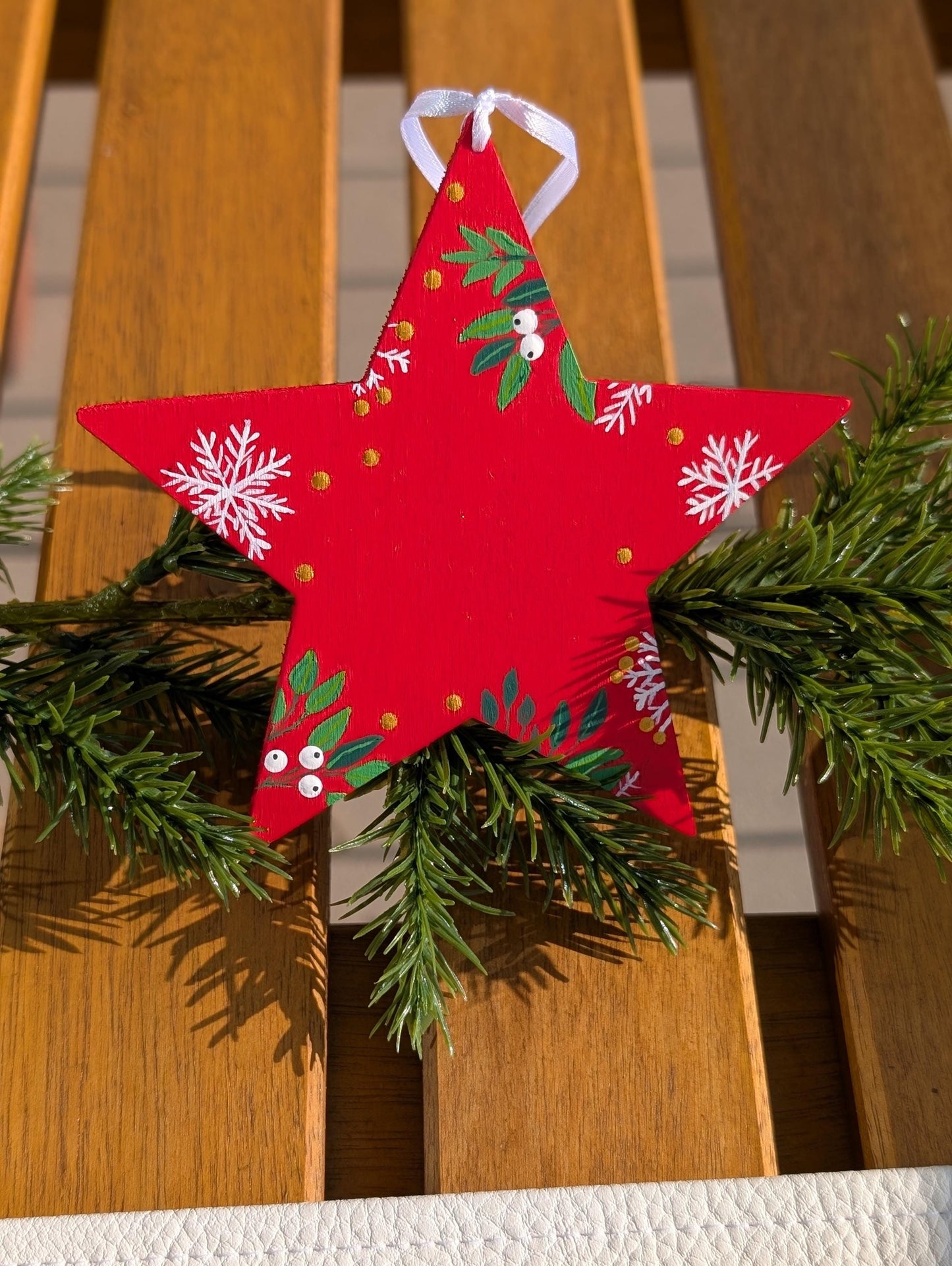 Personalized Wooden Star Ornaments, Hand Painted Christmas Decor, Rustic Decor, Unique Xmas hanging