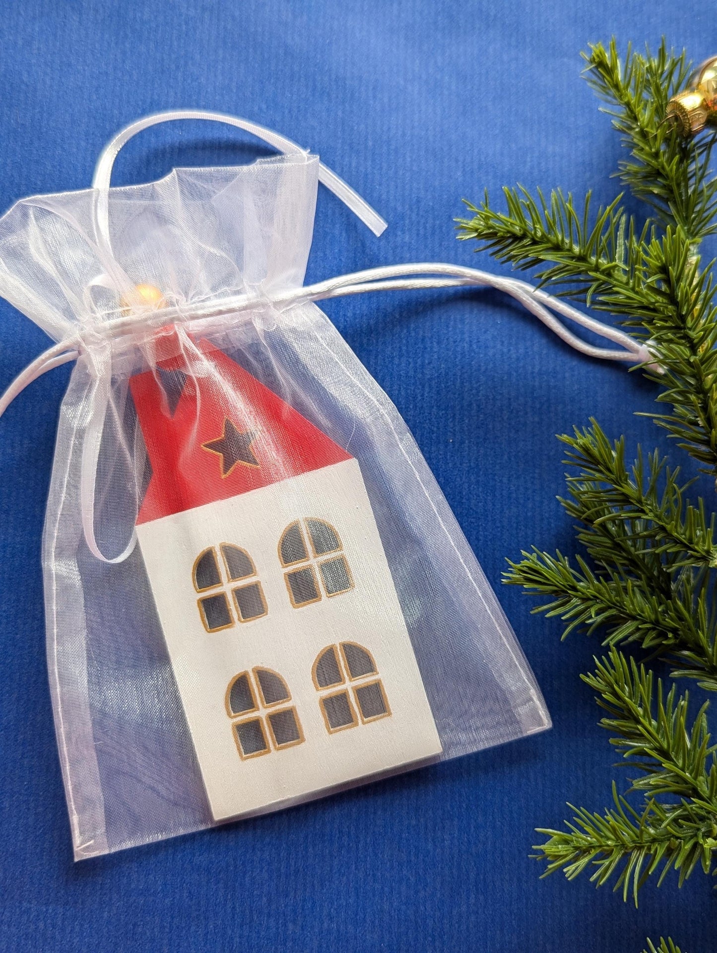 Hand-Painted Wooden Gingerbread House Ornament: Scandinavian Christmas Decor