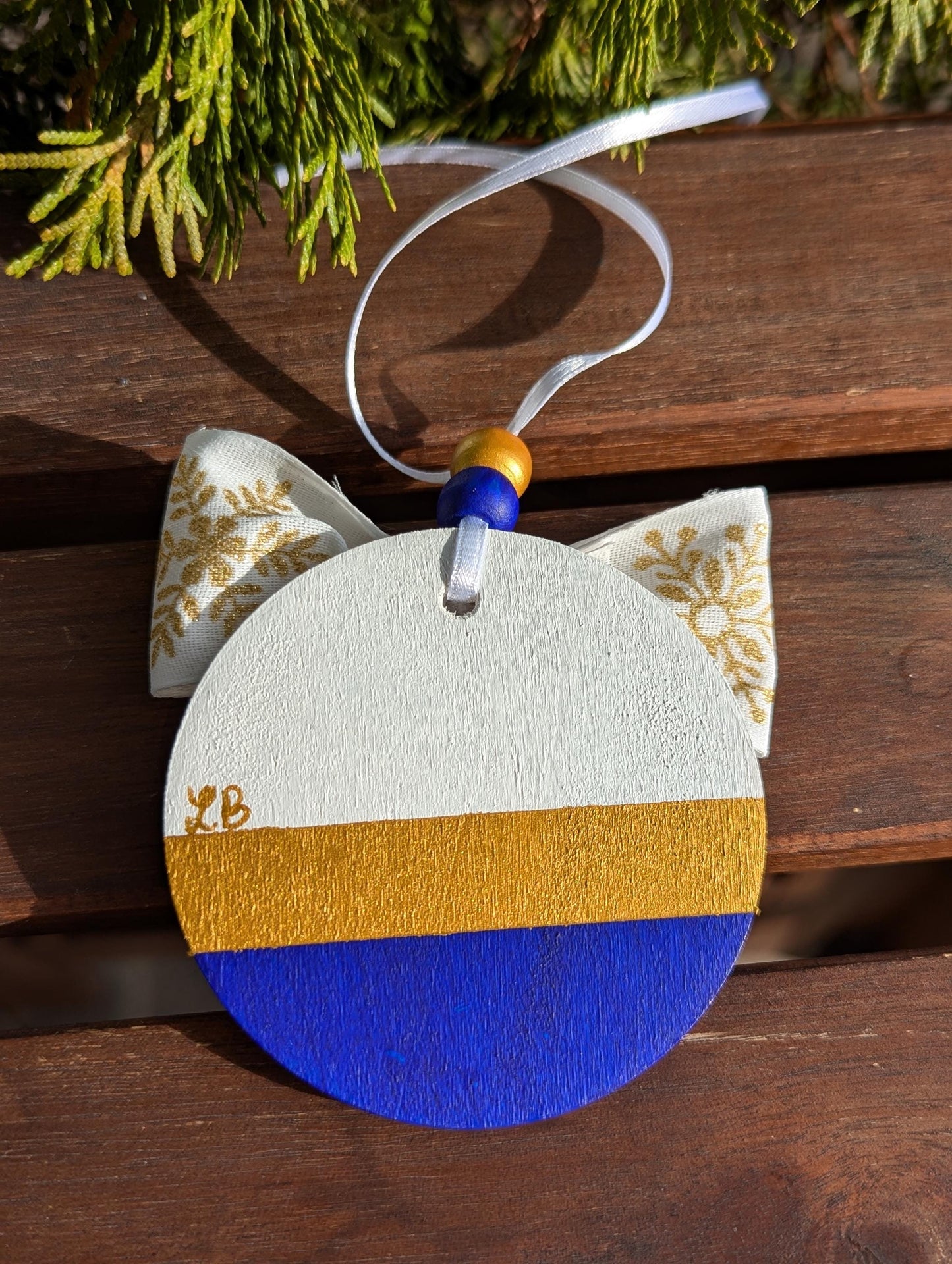 Hand-Painted Wooden Christmas Ornament: Scandinavian Nordic Decor