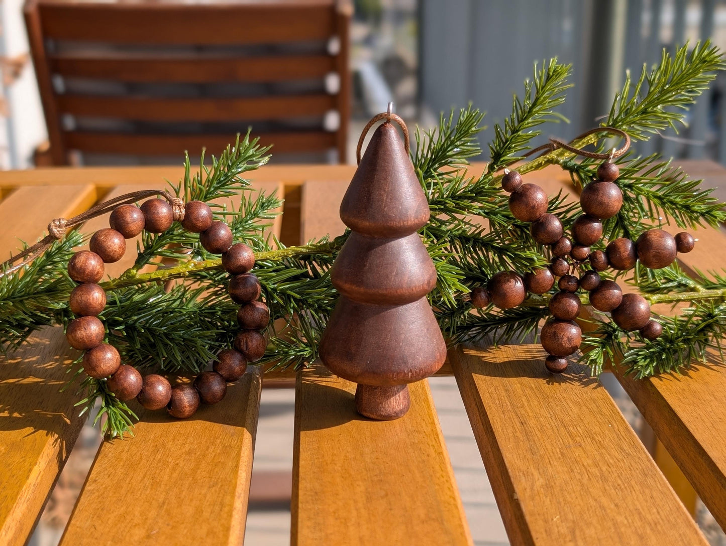 Rustic Christmas Ornaments: Set of 3, Farmhouse Wooden Holiday Decorations