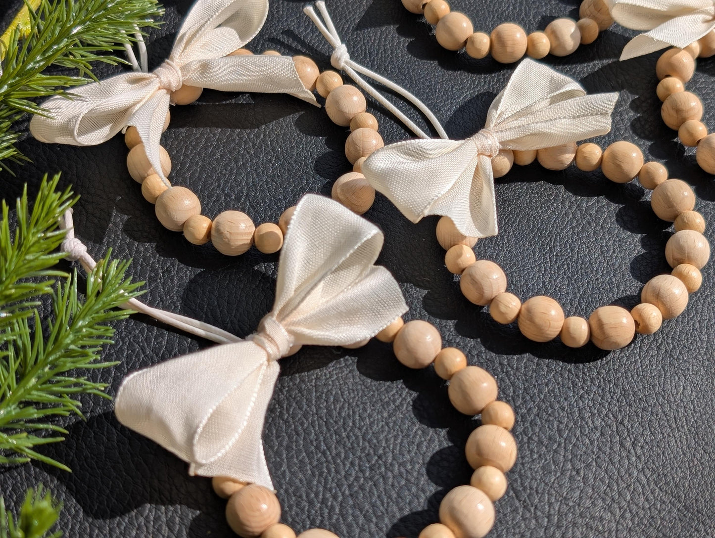 Handmade Christmas Beads Ornaments Set of 5