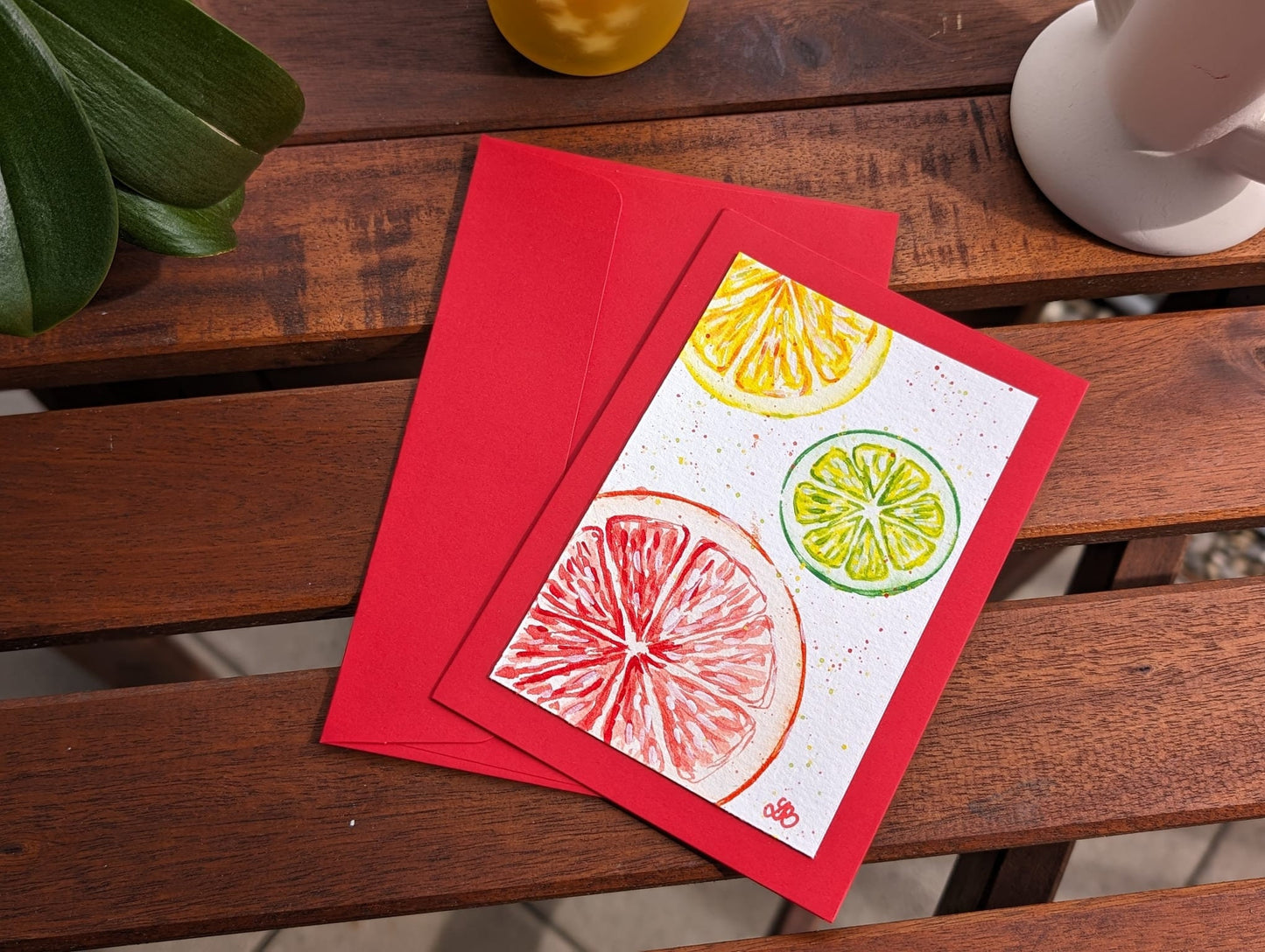 Hand Painted Citrus Greeting Card: Colorful All Occasion Thank You