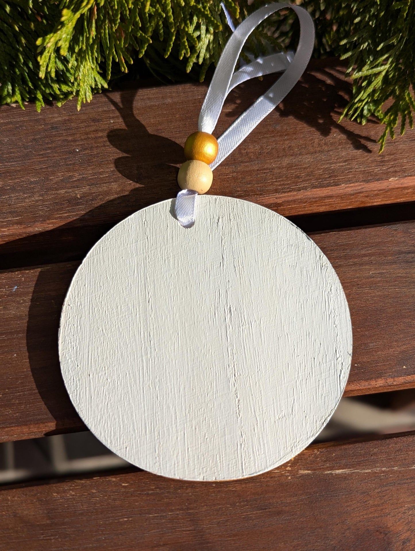 Boho Christmas Ornament: Hand Painted Wooden Decor