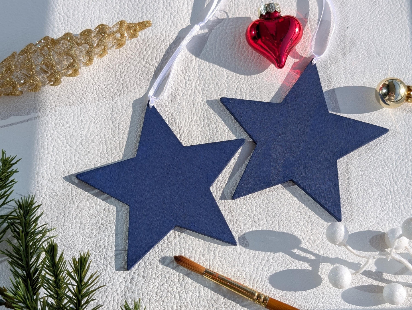 Personalized Wooden Star Ornaments, Hand Painted Christmas Decor, Rustic Decor, Unique Xmas hanging