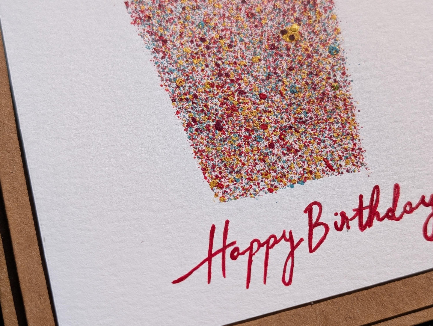 Hand Painted Birthday Card: Modern Gift Box Design, Set of 2 Cards