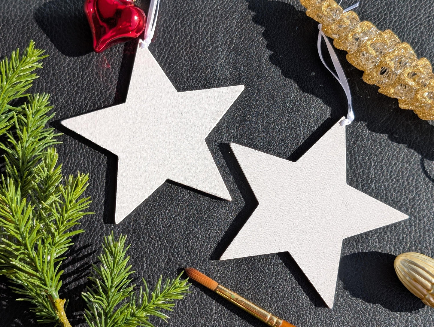 Personalized Wooden Star Ornaments, Hand Painted Christmas Decor, Rustic Decor, Unique Xmas hanging