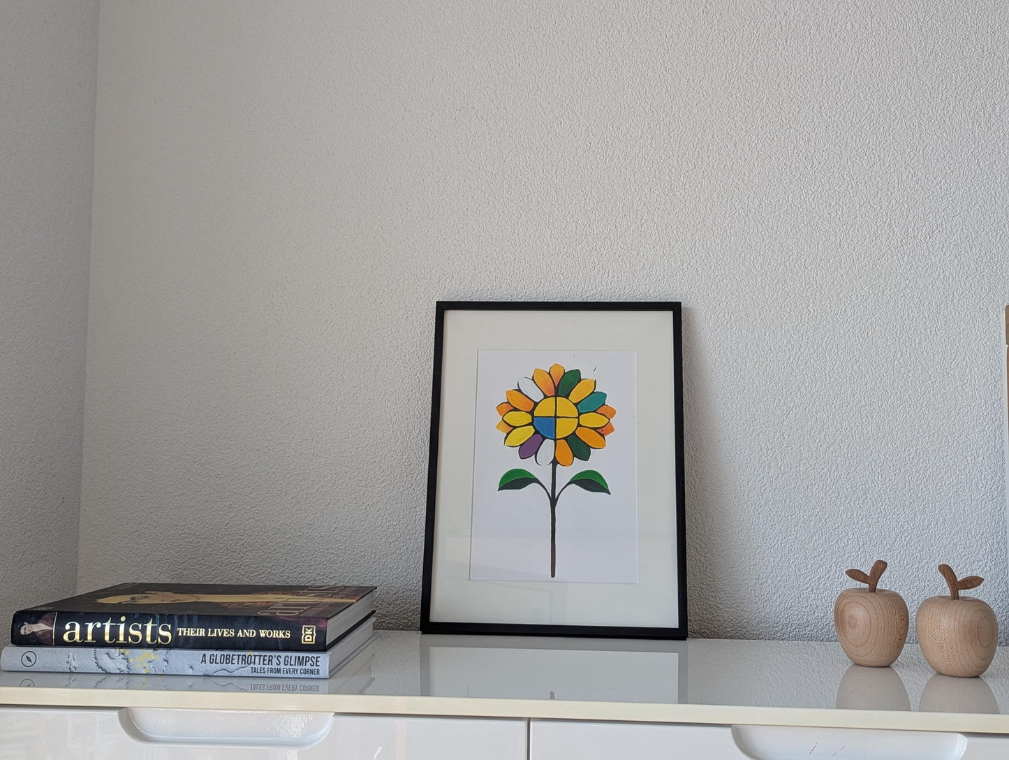 Modern Hand Painted colorful Sunflower Painting, Cubism Style Painting