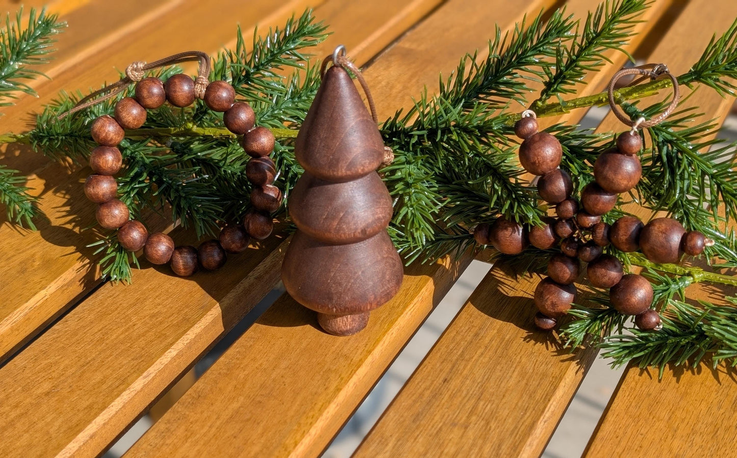 Rustic Christmas Ornaments: Set of 3, Farmhouse Wooden Holiday Decorations