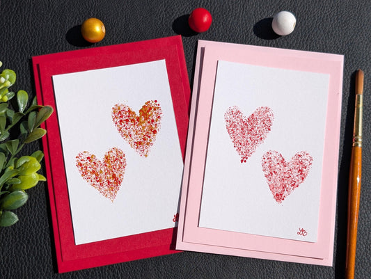 Hand Painted Heart Card: Romantic Anniversary, Birthday, Love Card