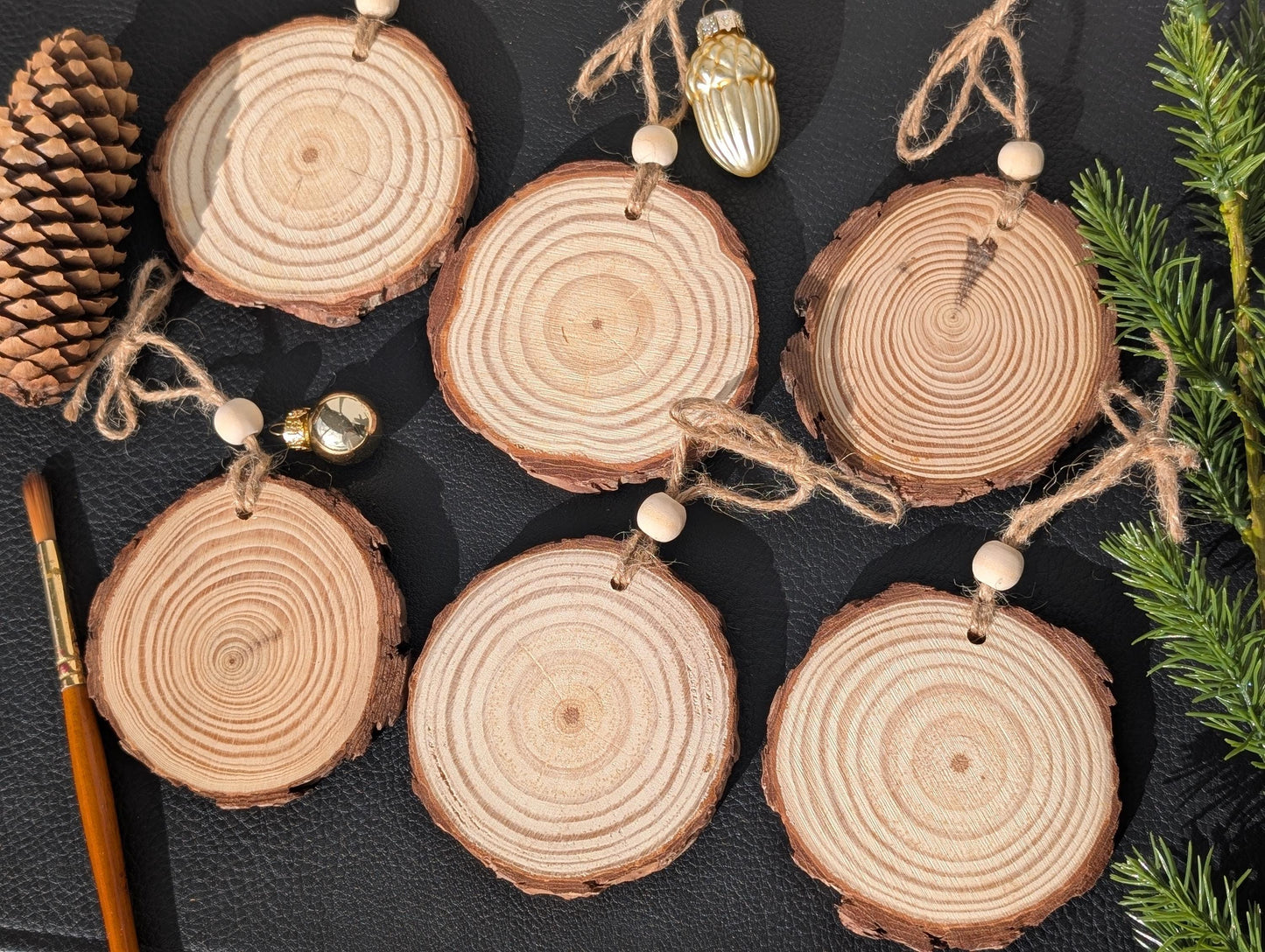 Personalized Wood Slice Christmas Ornament: Hand Painted Rustic Farmhouse Decor