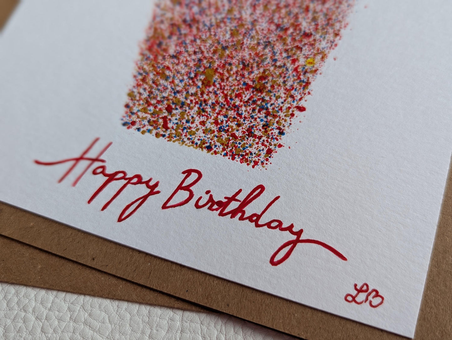 Hand Painted Birthday Card: Gold Gift Box Design