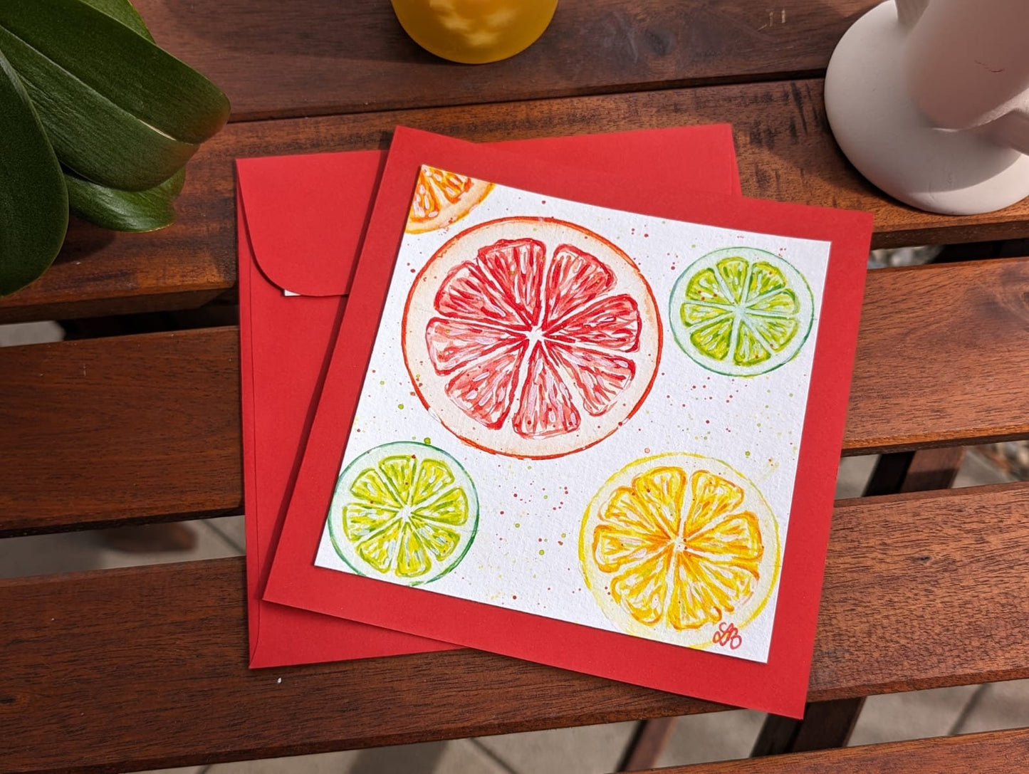 Hand Painted Citrus Greeting Card: Original Acrylic Art