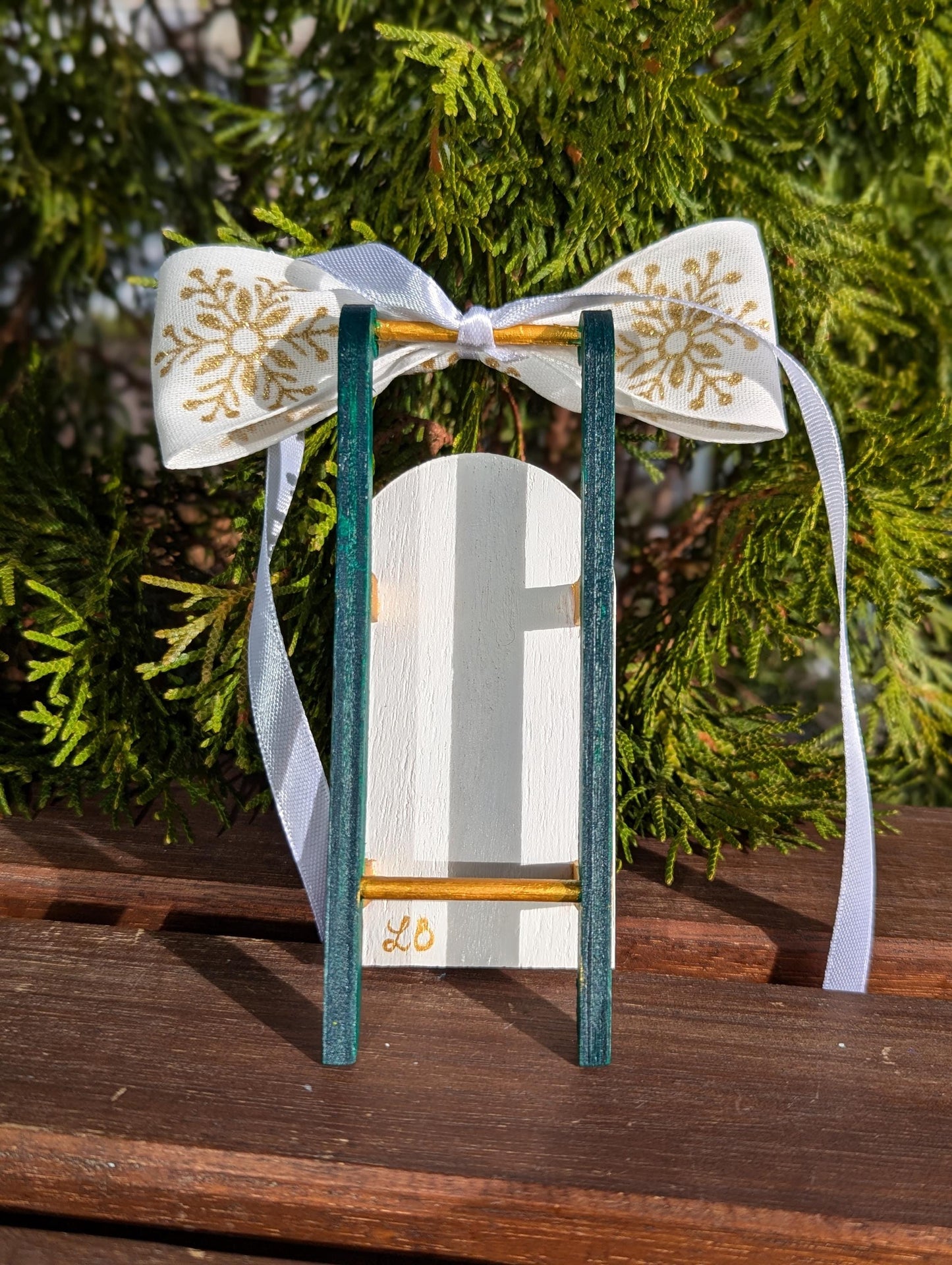 Wooden Christmas Sleigh Ornament: Scandinavian Style Sled