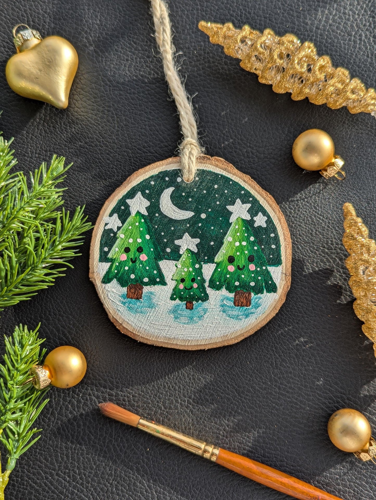 Rustic Christmas Ornament, Wood Slice Christmas Tree Decoration
