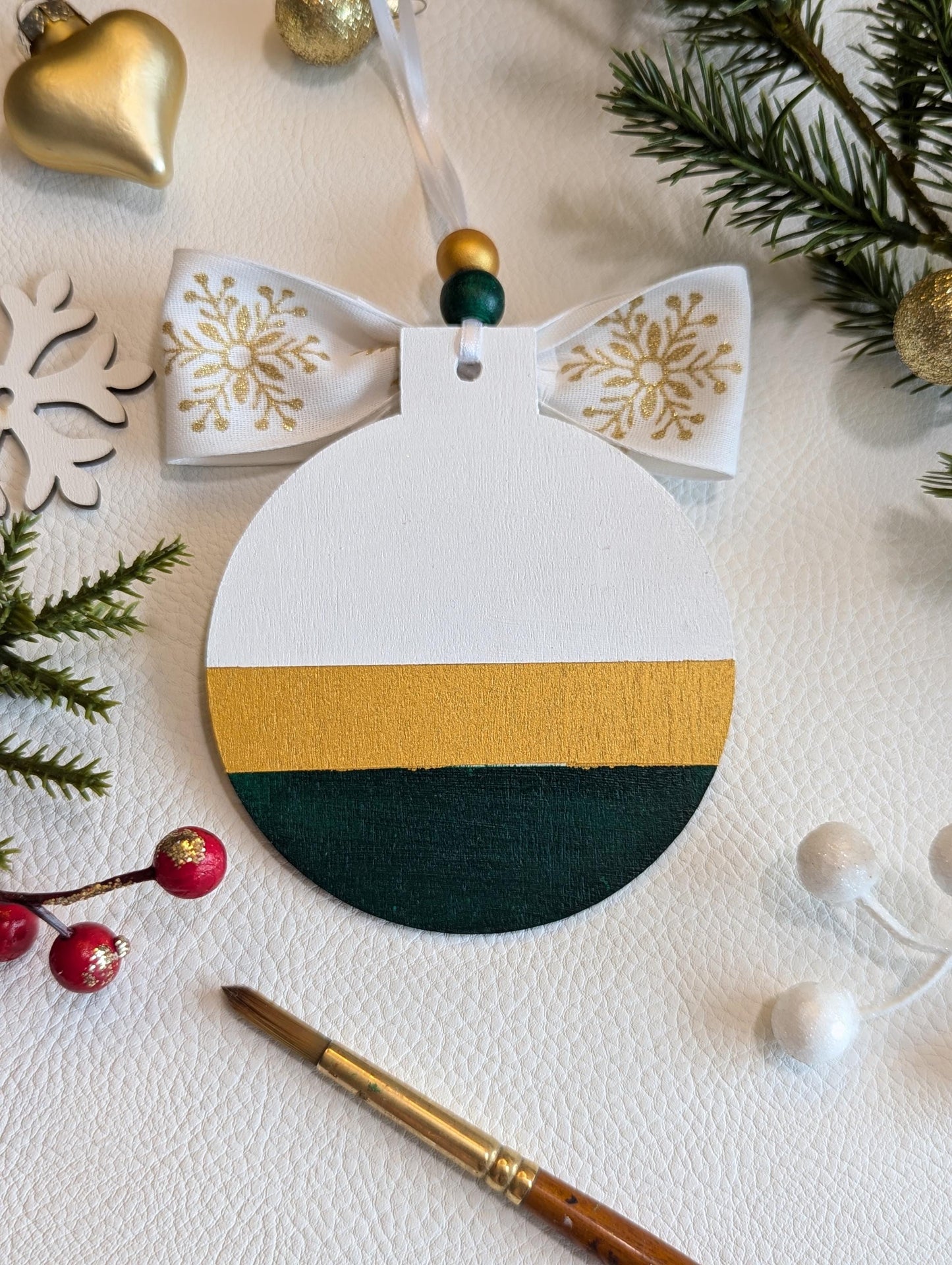 Hand-Painted Wooden Christmas Ornament: Scandinavian Nordic Decor