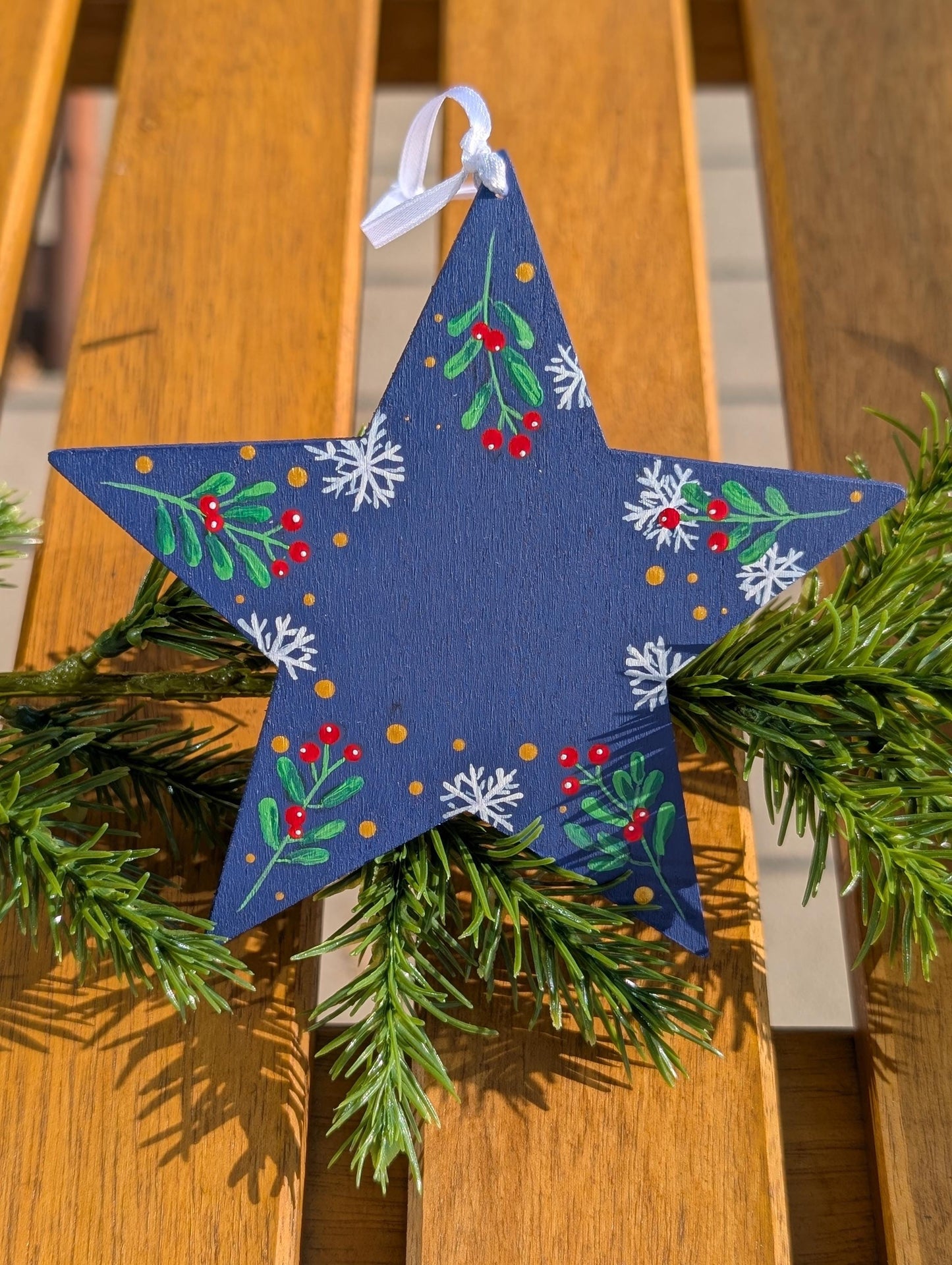 Personalized Wooden Star Ornaments, Hand Painted Christmas Decor, Rustic Decor, Unique Xmas hanging