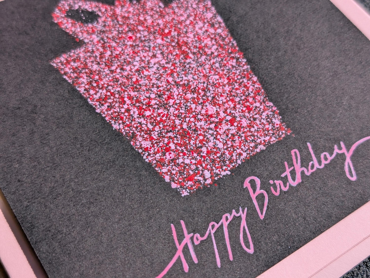 Hand Painted Birthday Card: Modern Gift Box Design