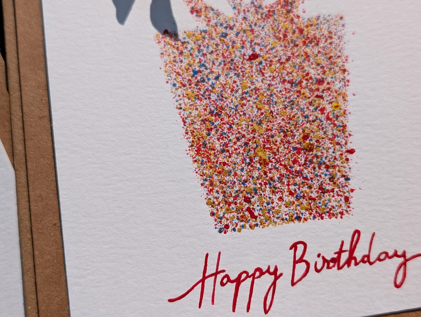 Hand Painted Birthday Card: Modern Gift Box Design, Set of 2 Cards