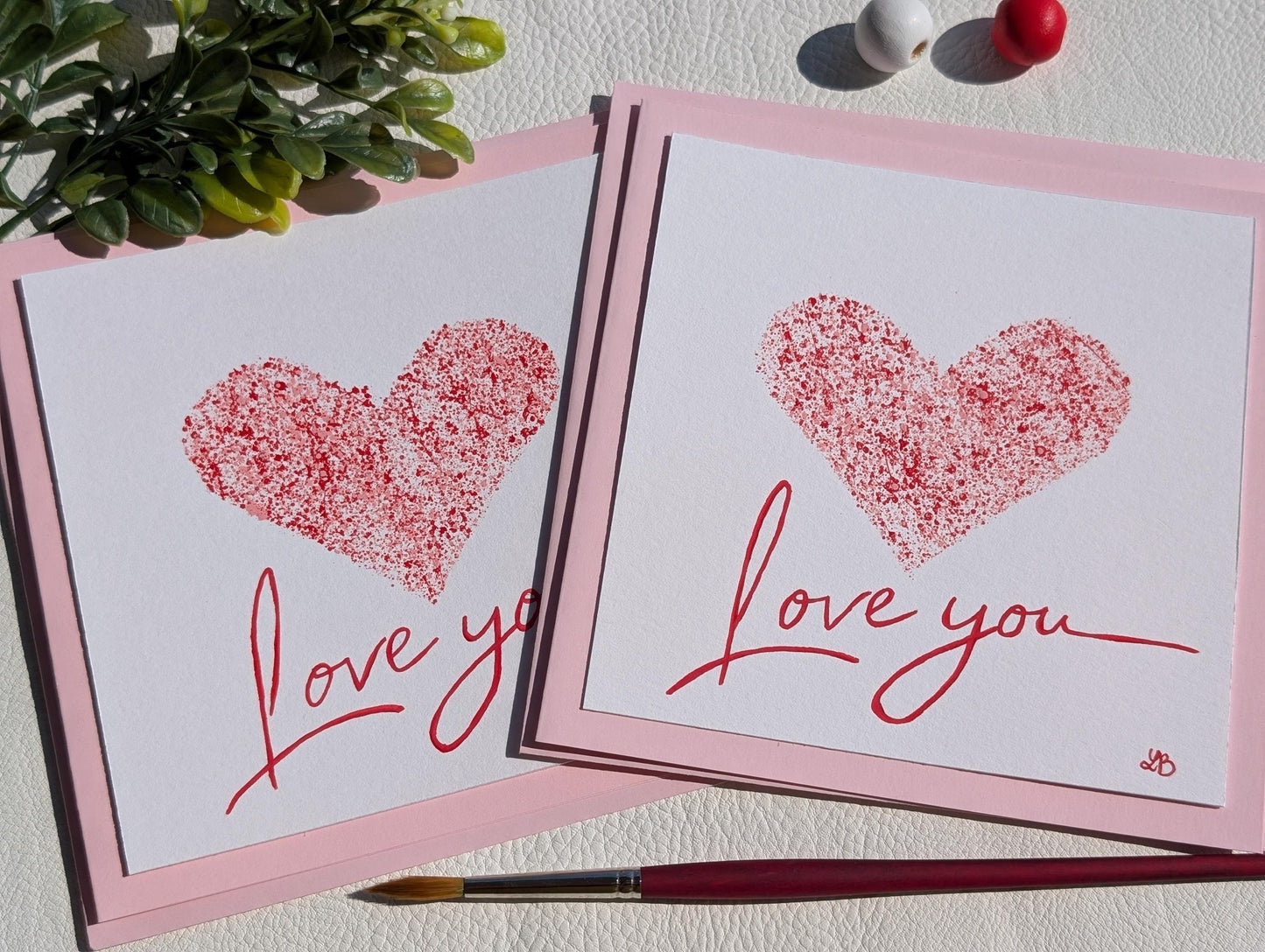 Hand Painted Heart Card: Minimalist Anniversary Love Card