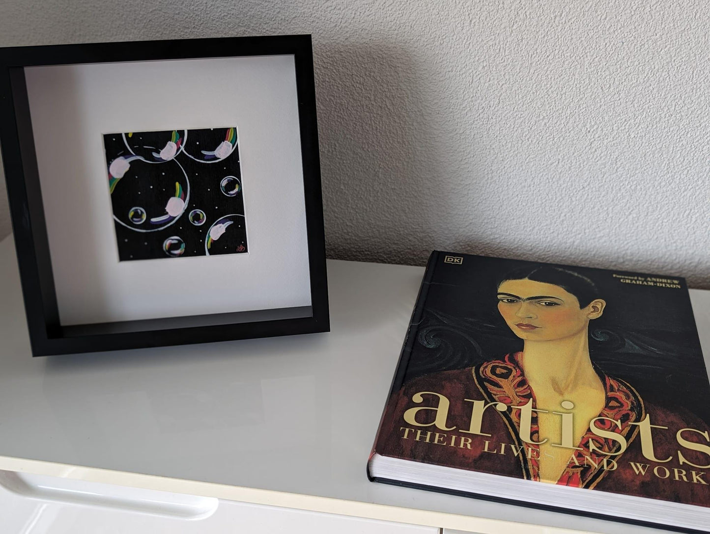 Hand Painted Happy Birthday Card: Colorful Soap Bubbles Mini Art