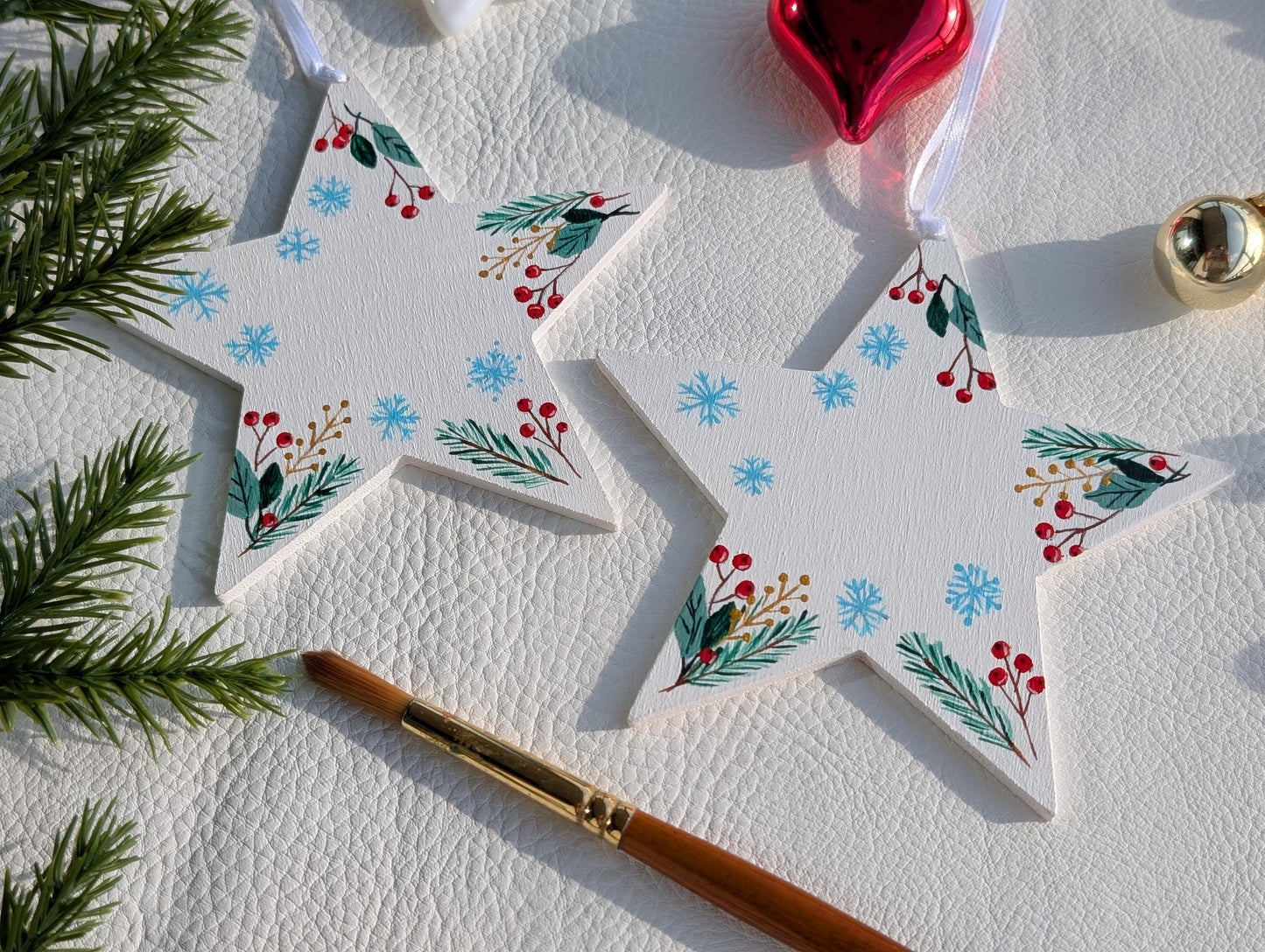 Personalized Wooden Star Ornaments, Hand Painted Christmas Decor, Rustic Decor, Unique Xmas hanging