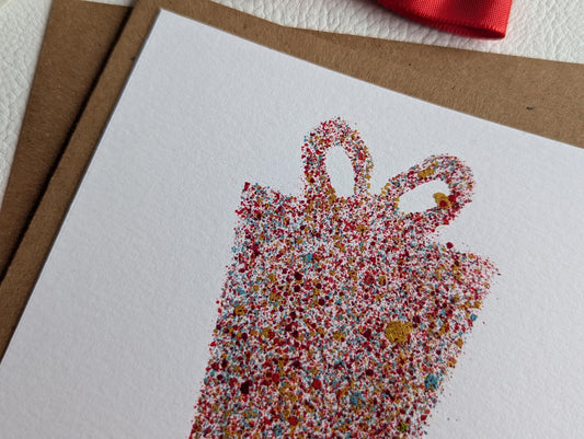 Hand Painted Birthday Card: Modern Gift Box Design