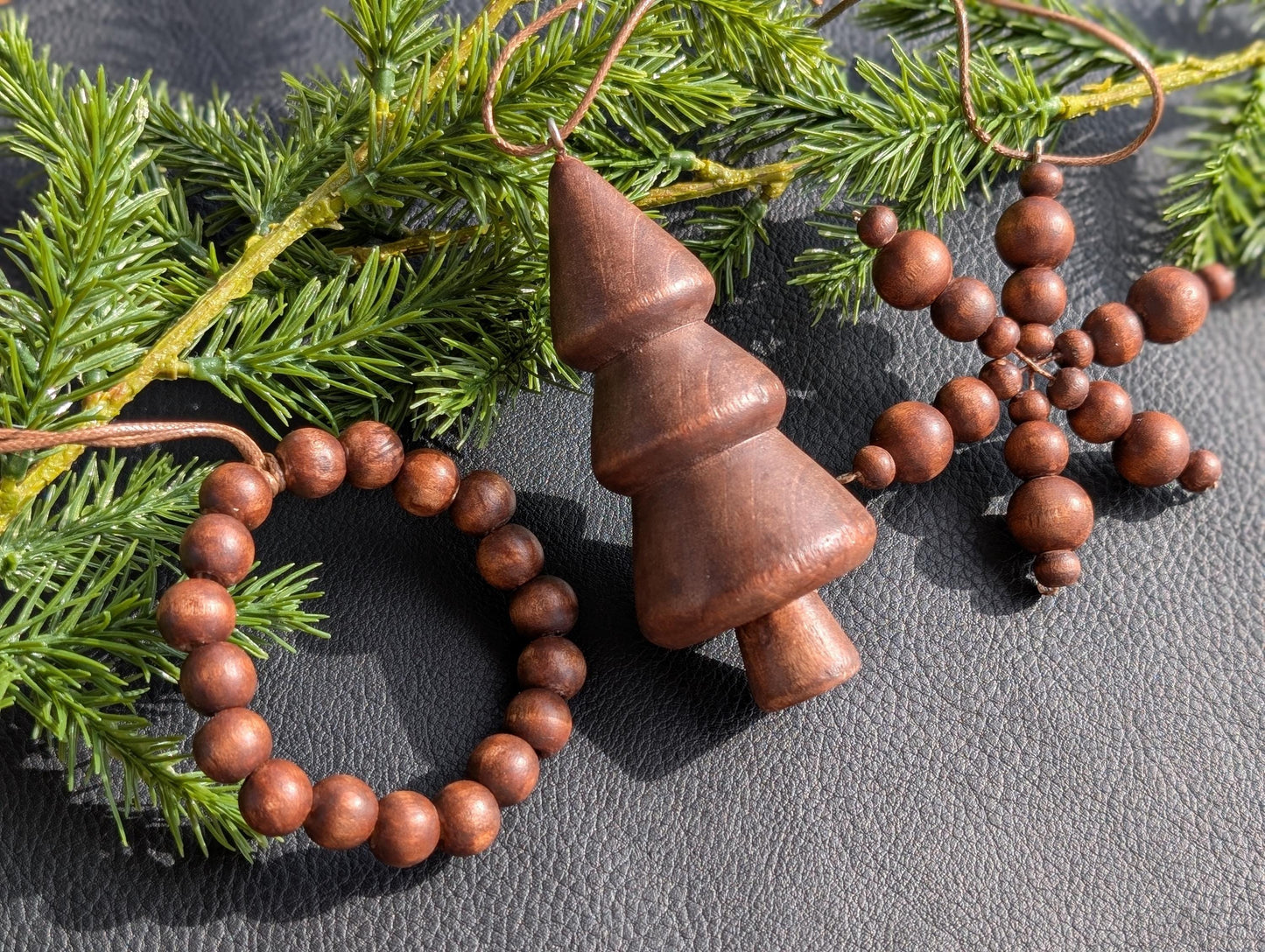 Rustic Christmas Ornaments: Set of 3, Farmhouse Wooden Holiday Decorations