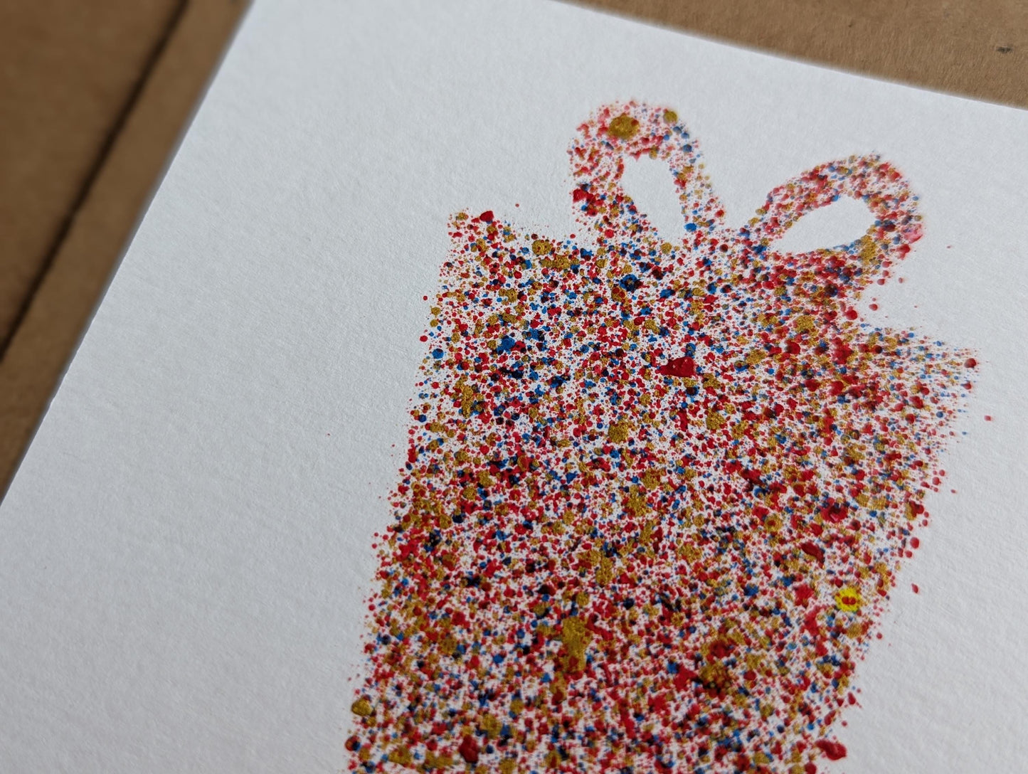 Hand Painted Birthday Card: Gold Gift Box Design