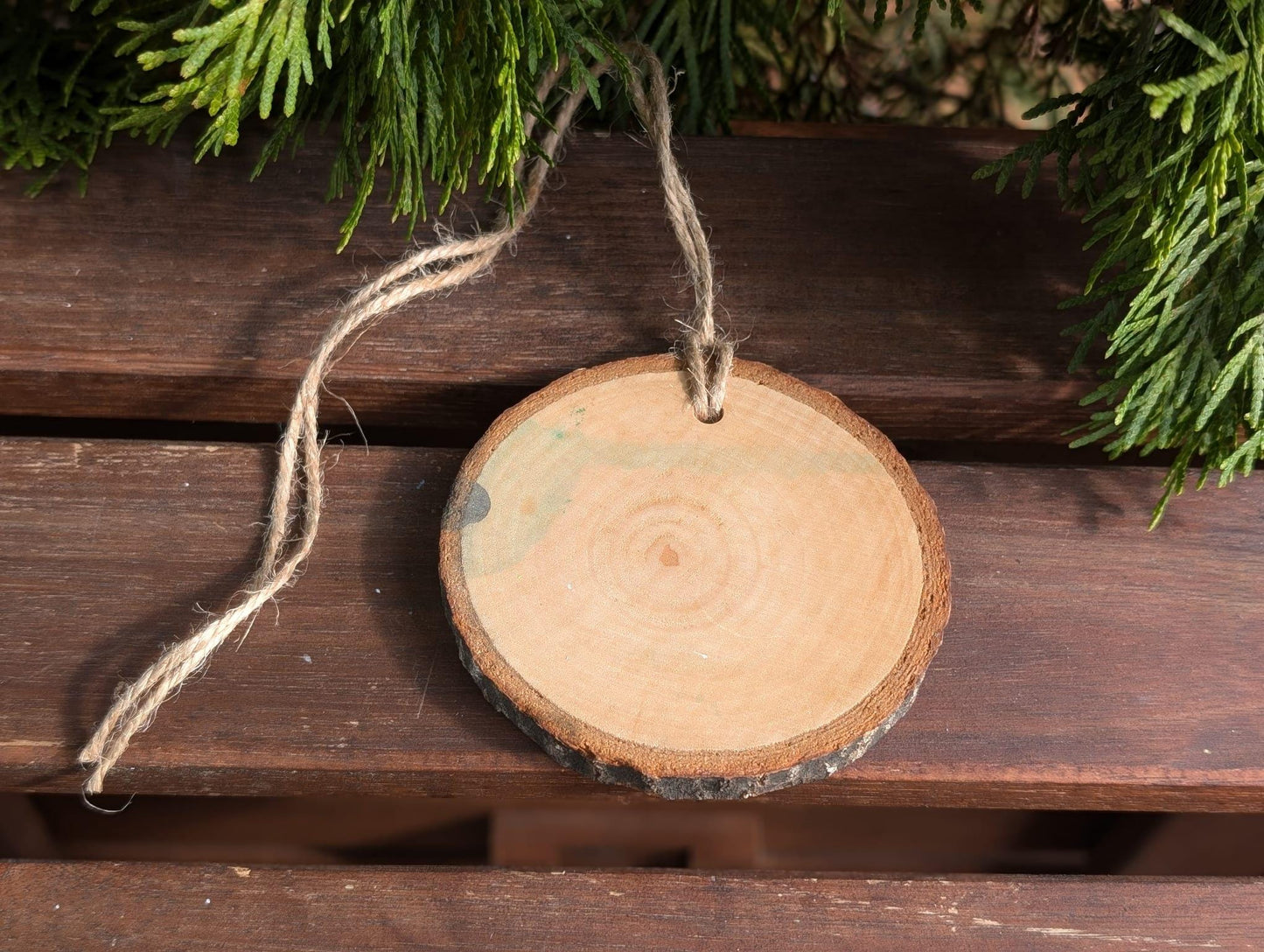 Rustic Christmas Ornament, Wood Slice Christmas Tree Decoration