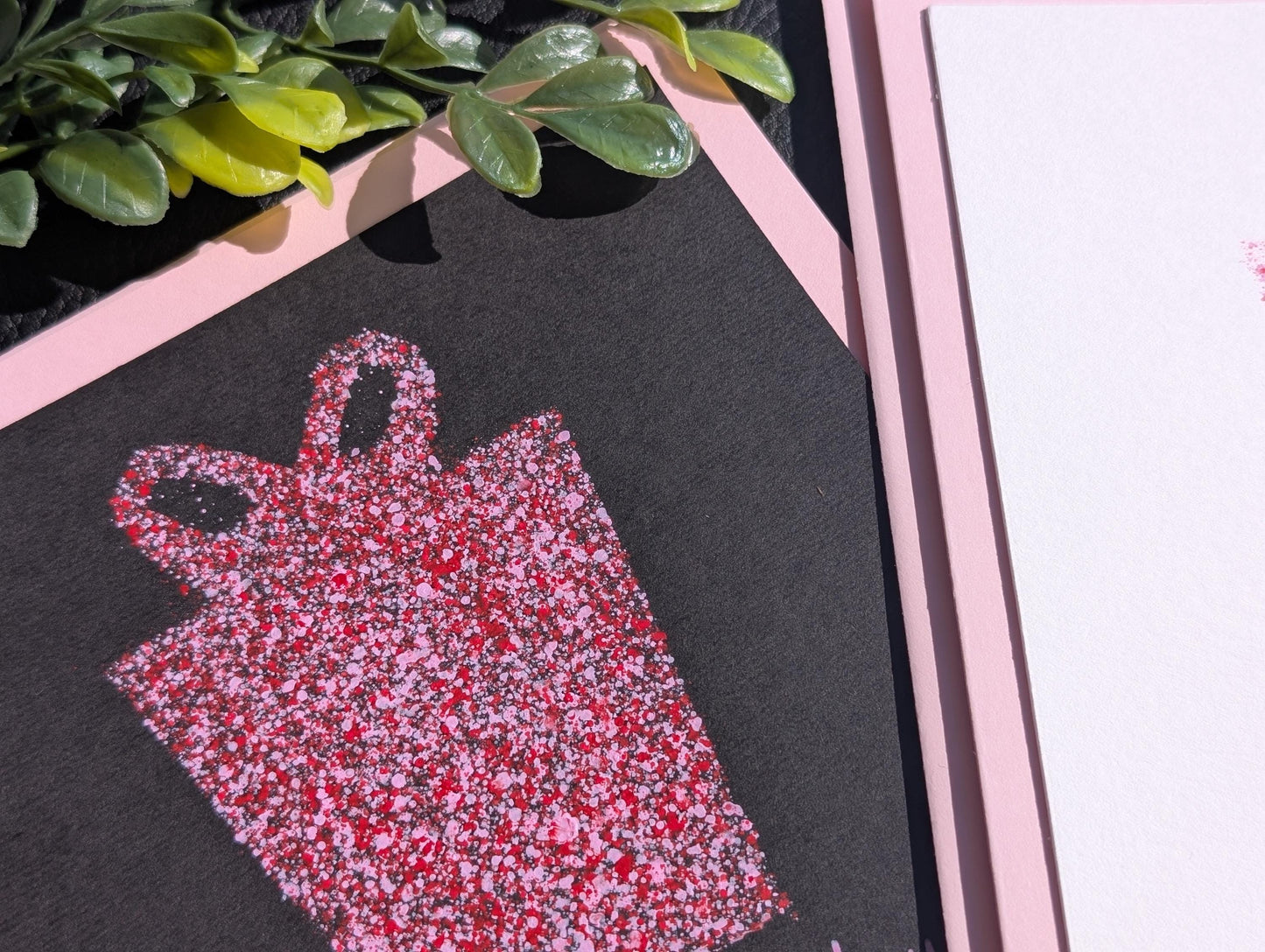 Hand Painted Birthday Card: Modern Gift Box Design