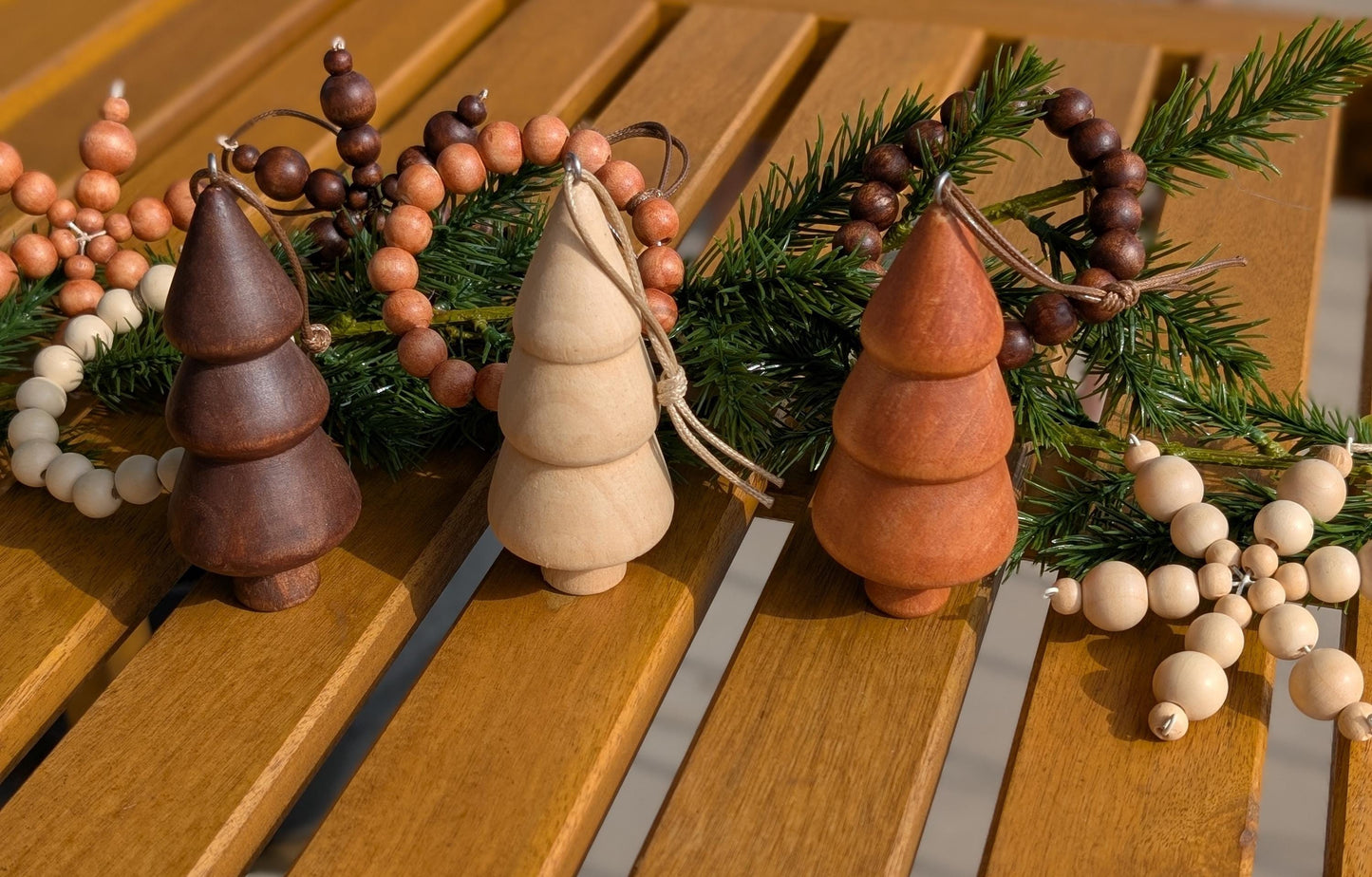 Rustic Christmas Ornaments: Set of 3, Farmhouse Wooden Holiday Decorations