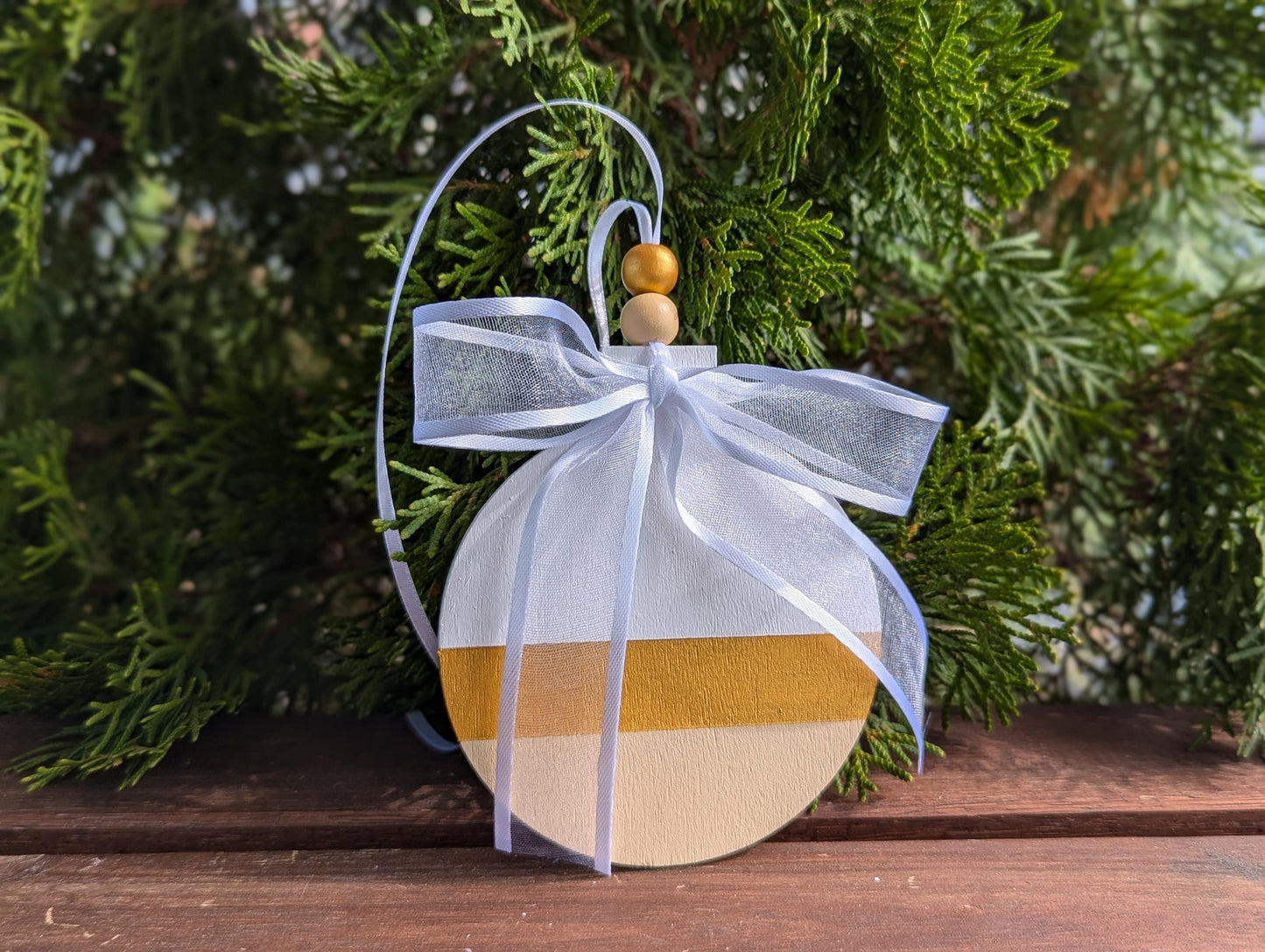 Hand-Painted Scandinavian Christmas Ornament: Modern Minimalist Decor