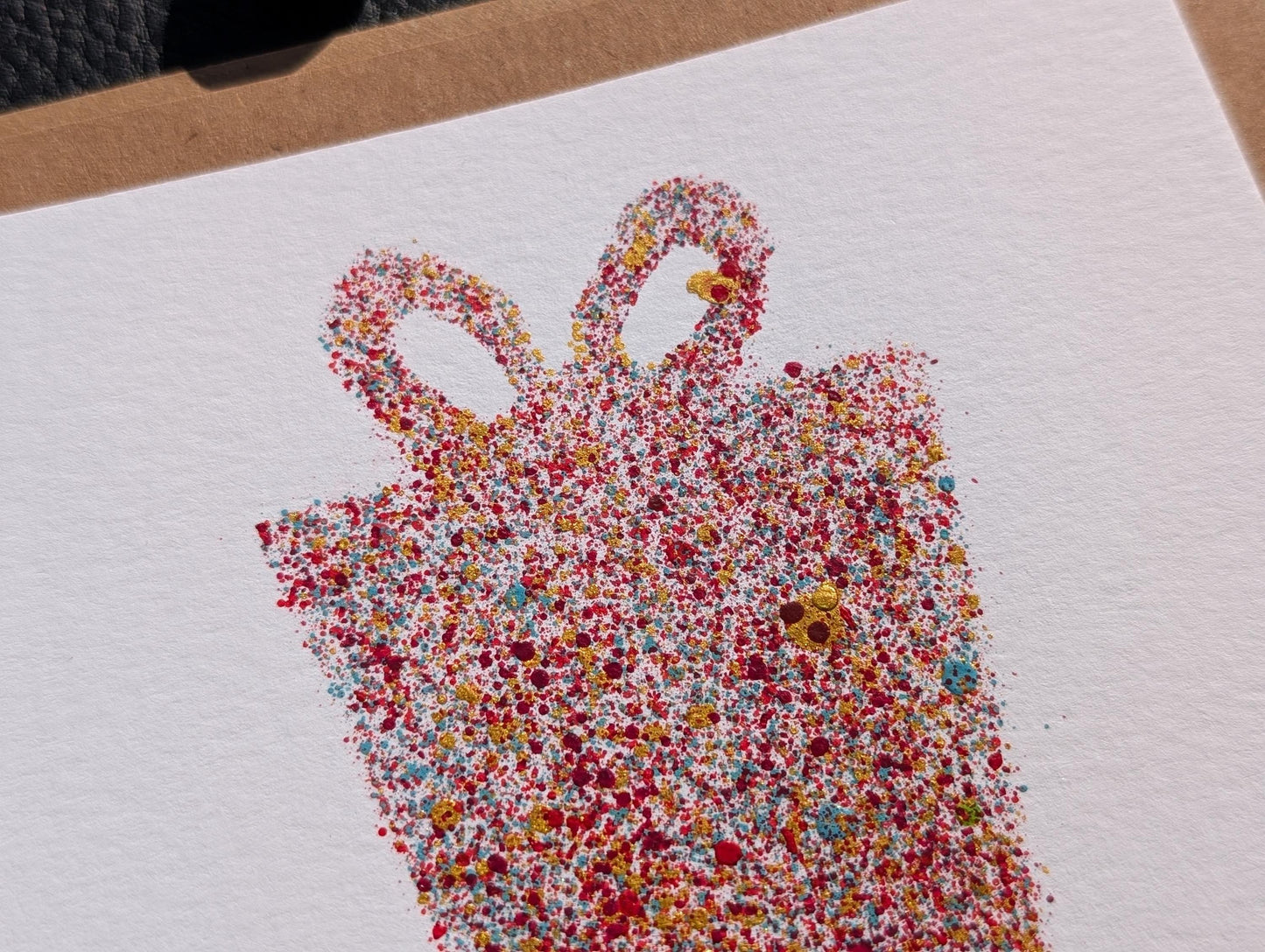 Hand Painted Birthday Card: Modern Gift Box Design, Set of 2 Cards