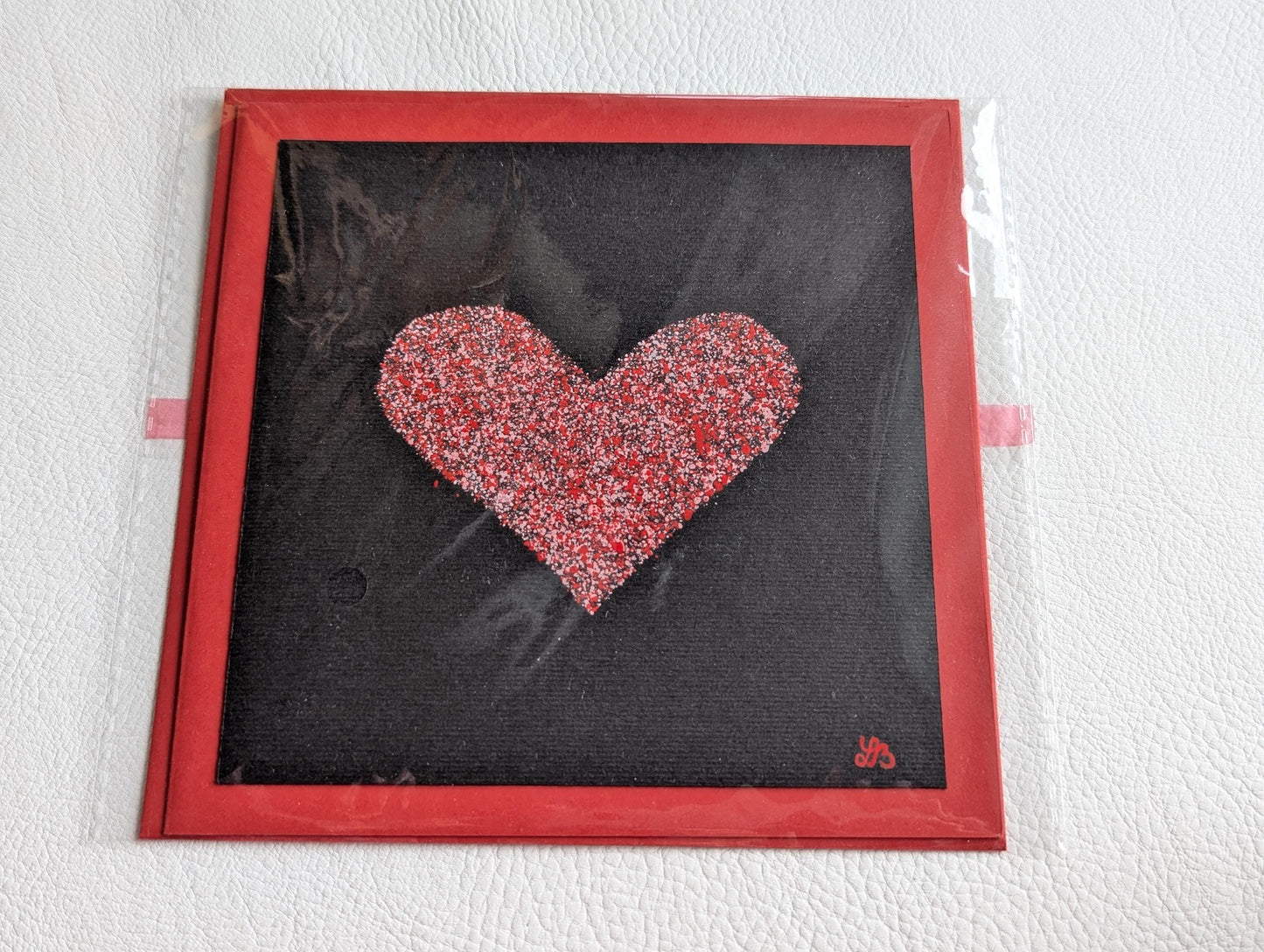 Hand Painted Heart Card: Minimalist Anniversary Love Card