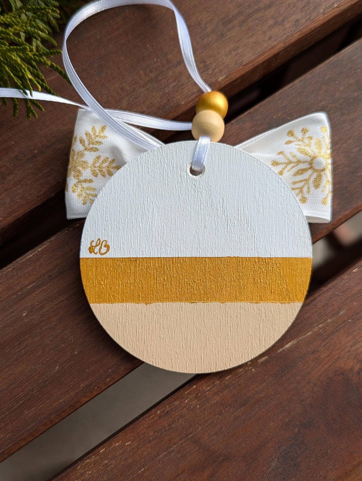 Hand-Painted Wooden Christmas Ornament: Scandinavian Nordic Decor
