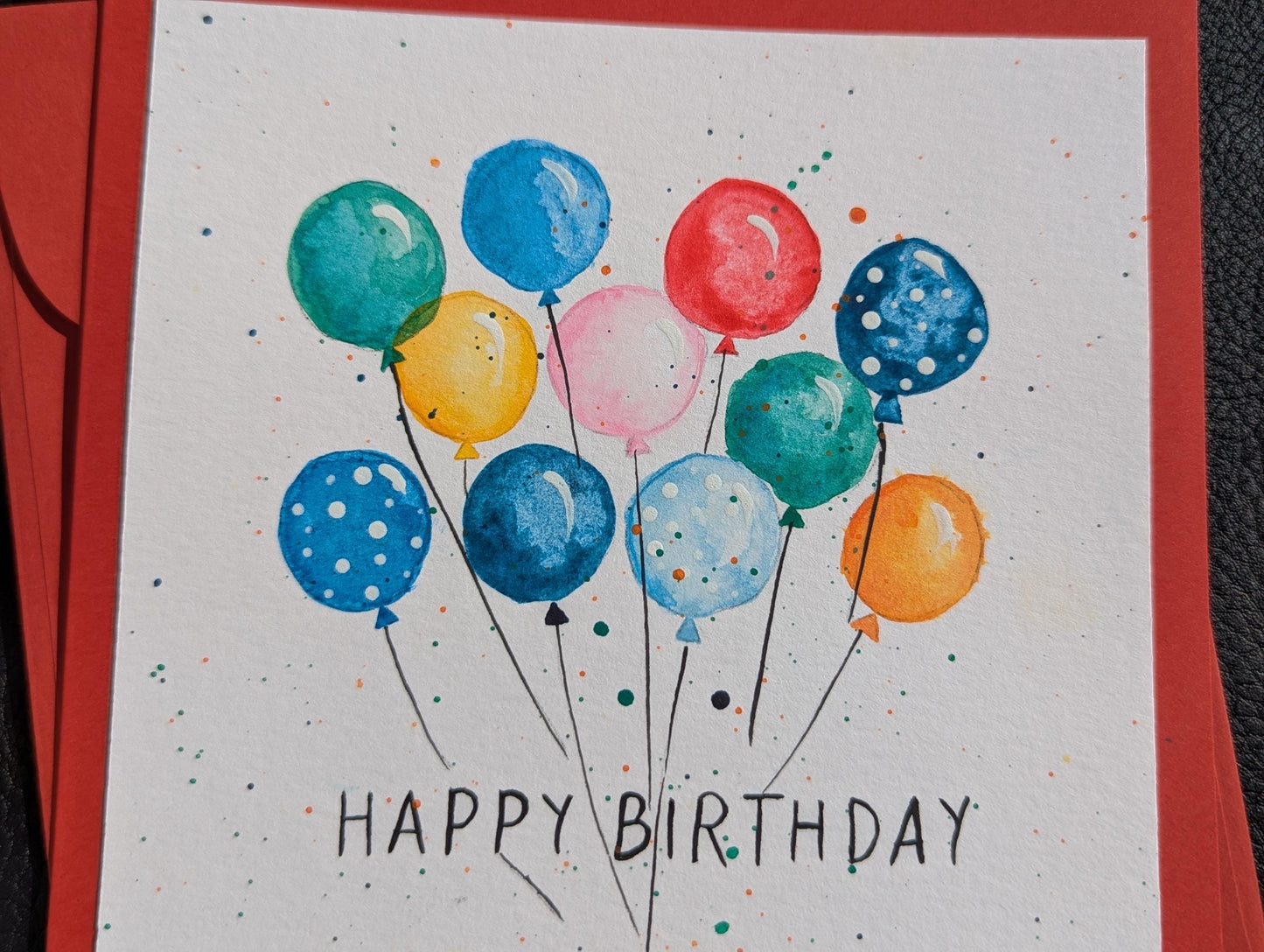 Handmade Balloon Birthday Card: Original Acrylic Painting