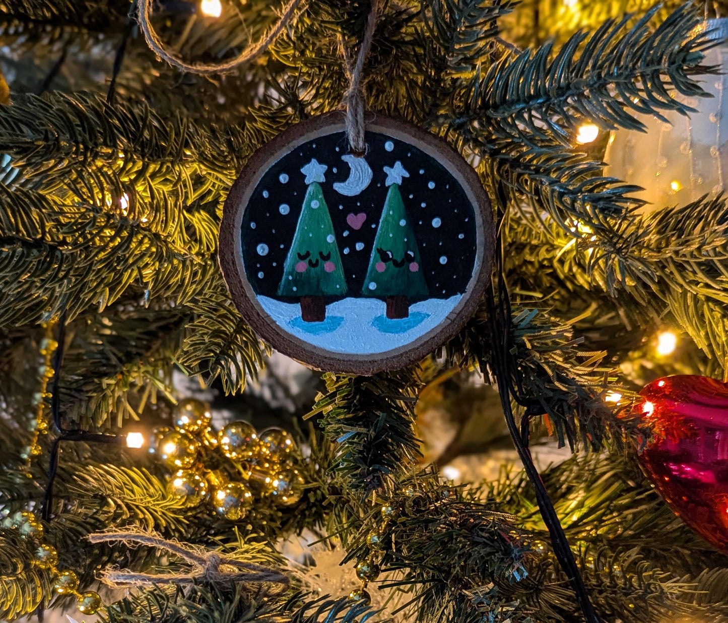 Rustic Christmas Ornament, Wood Slice Christmas Tree Decoration