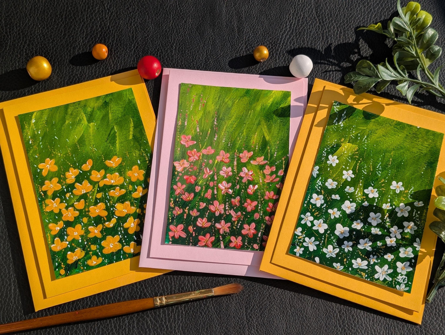 Hand-Painted Floral Birthday Card: Nature-Inspired Greeting