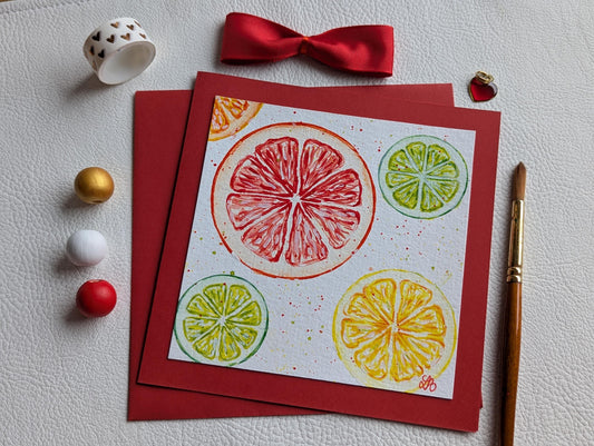 Hand Painted Citrus Greeting Card: Original Acrylic Art