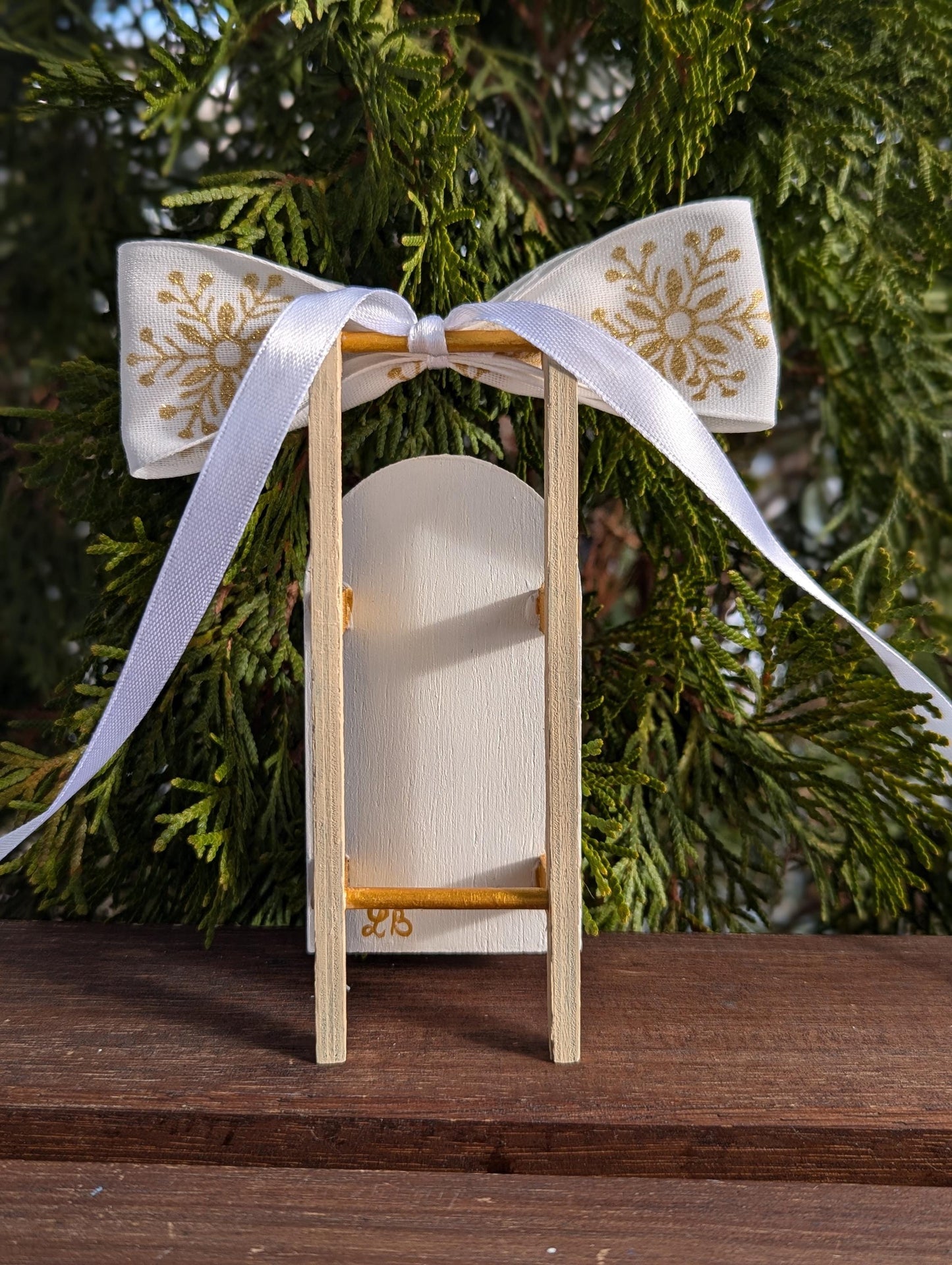 Wooden Christmas Sleigh Ornament: Scandinavian Style Sled