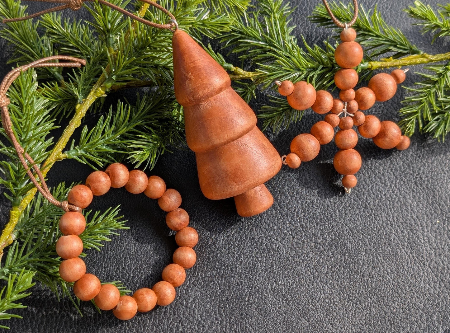 Rustic Christmas Ornaments: Set of 3, Farmhouse Wooden Holiday Decorations