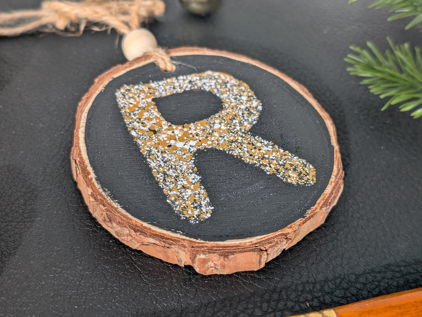 Personalized Wood Slice Christmas Ornament: Hand Painted Rustic Farmhouse Decor