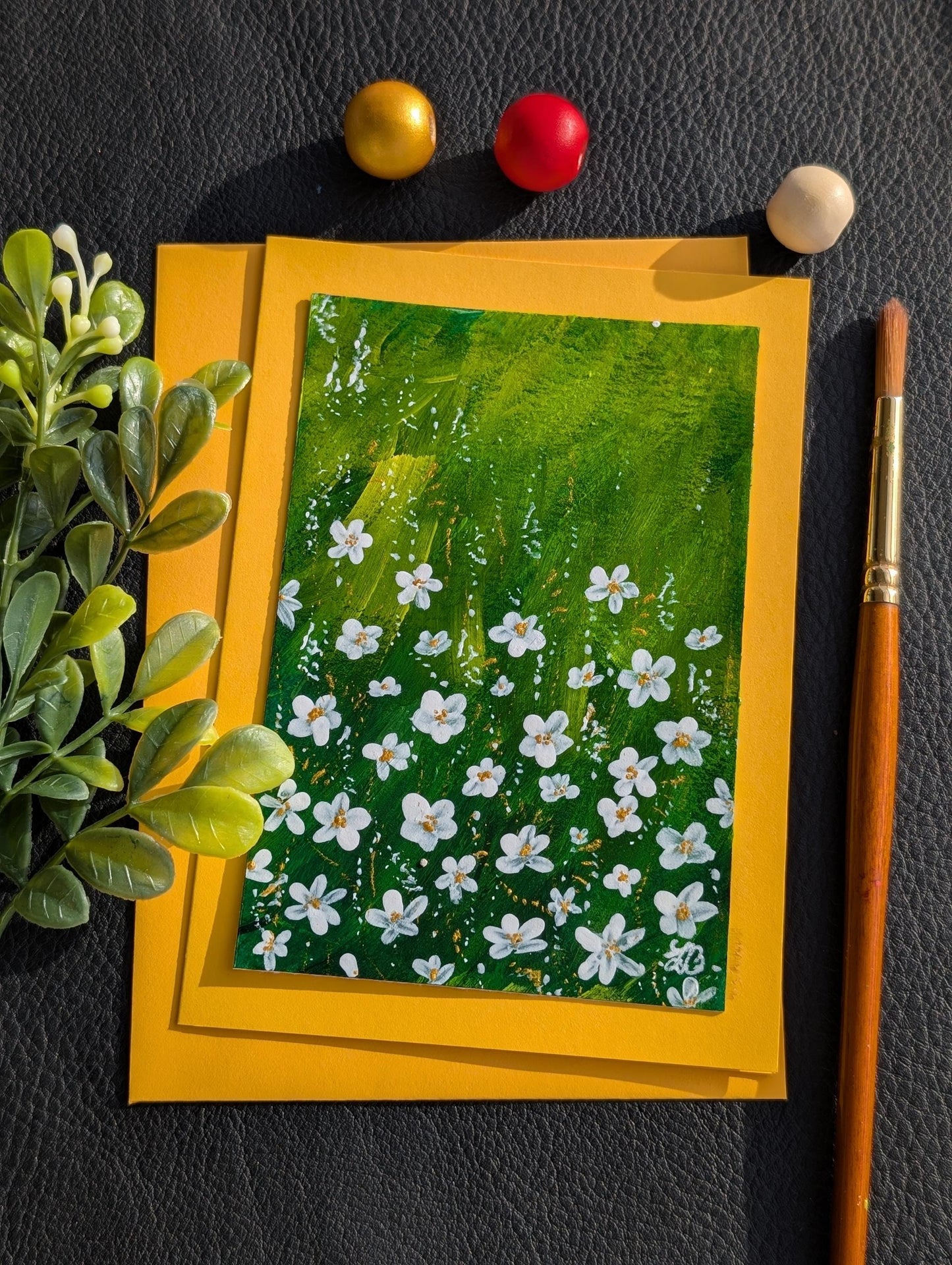 Hand-Painted Floral Birthday Card: Nature-Inspired Greeting, All occasions Greetings Card