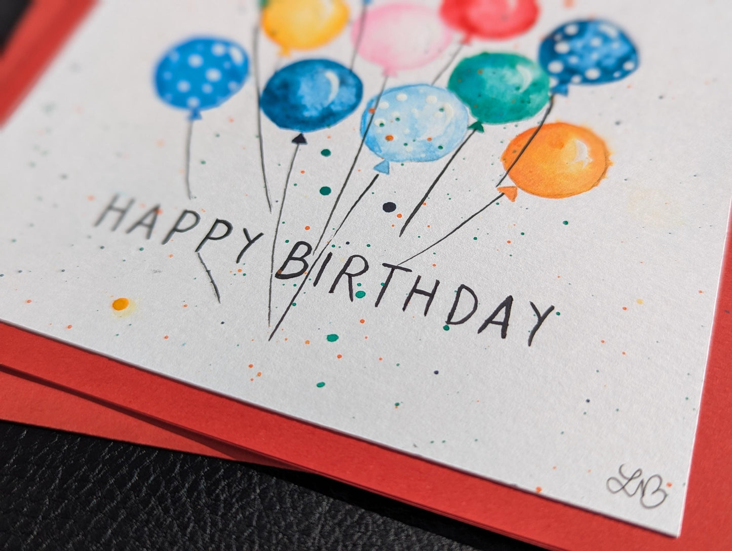 Handmade Balloon Birthday Card: Original Acrylic Painting