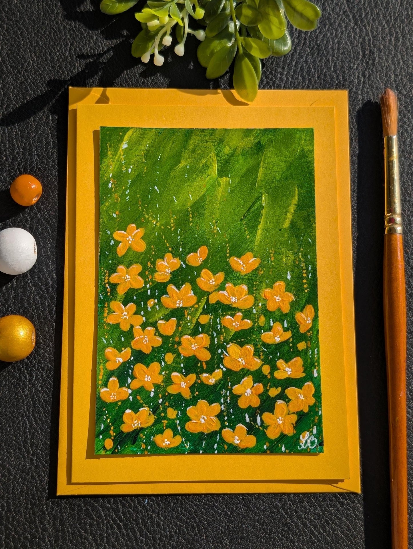 Hand-Painted Floral Birthday Card: Nature-Inspired Greeting, All occasions Greetings Card