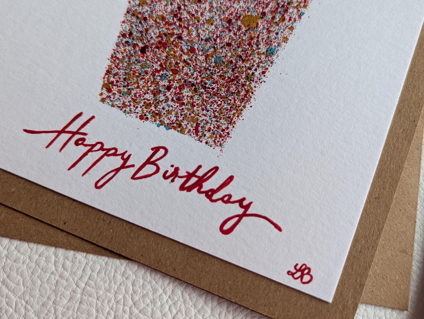 Hand Painted Birthday Card: Modern Gift Box Design