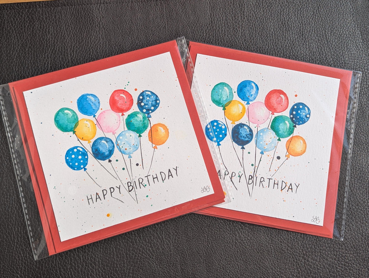 Handmade Balloon Birthday Card: Original Acrylic Painting