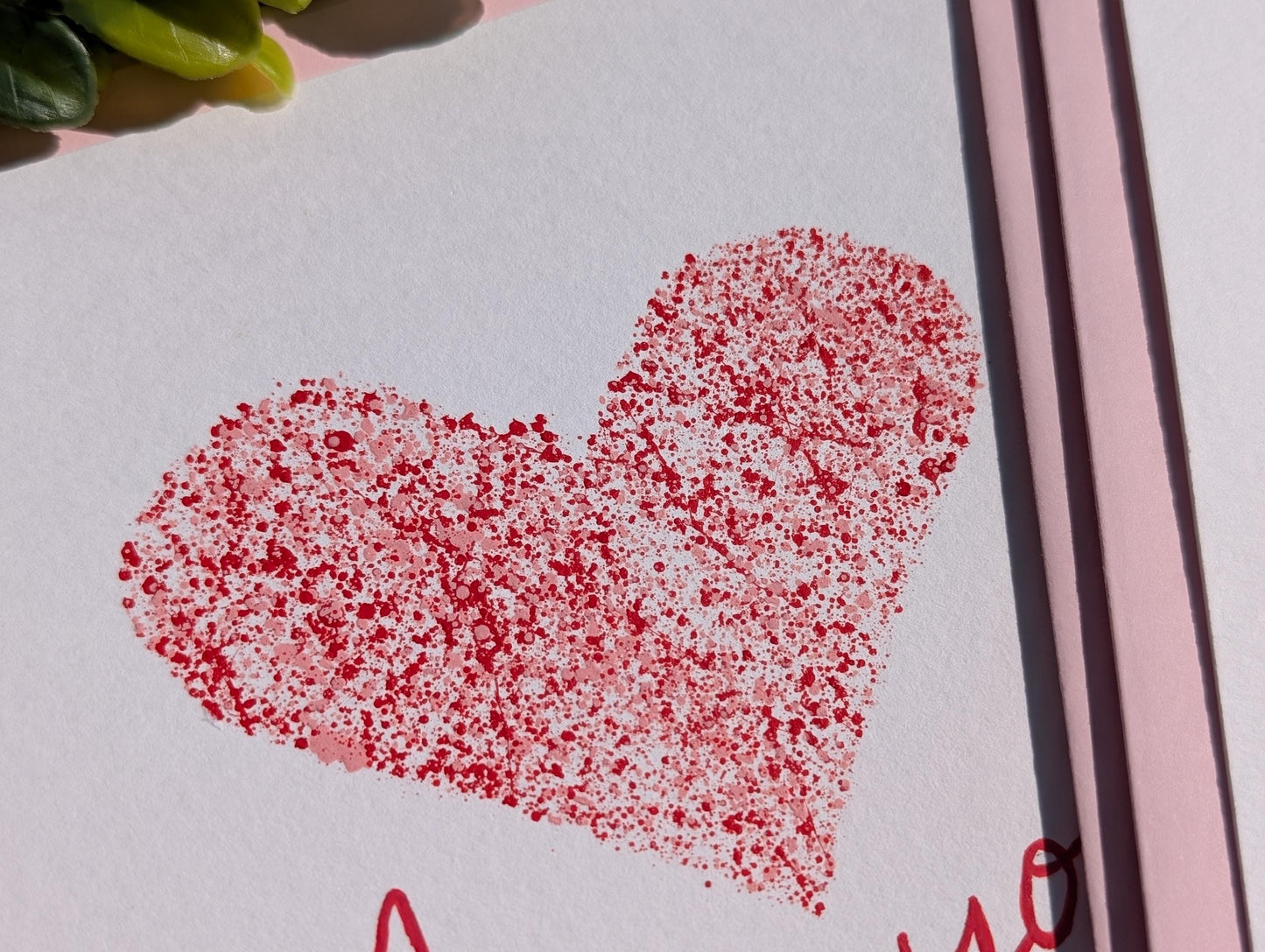 Hand Painted Love Card: Red Heart Anniversary Card