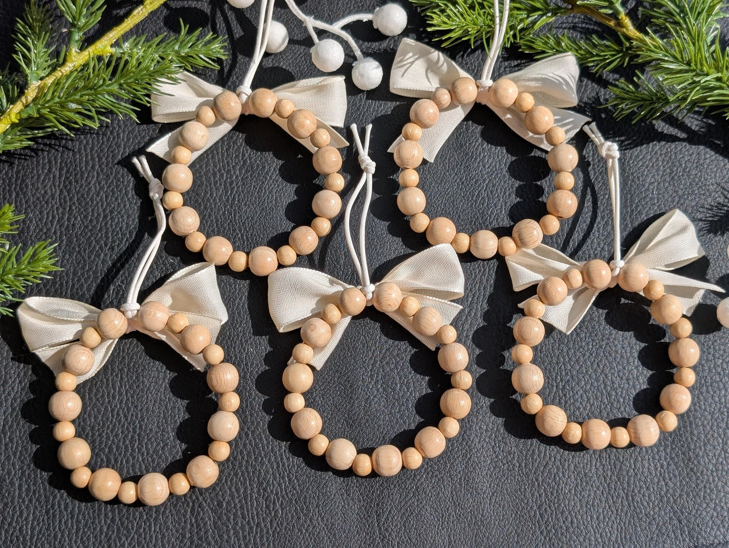 Handmade Christmas Beads Ornaments Set of 5