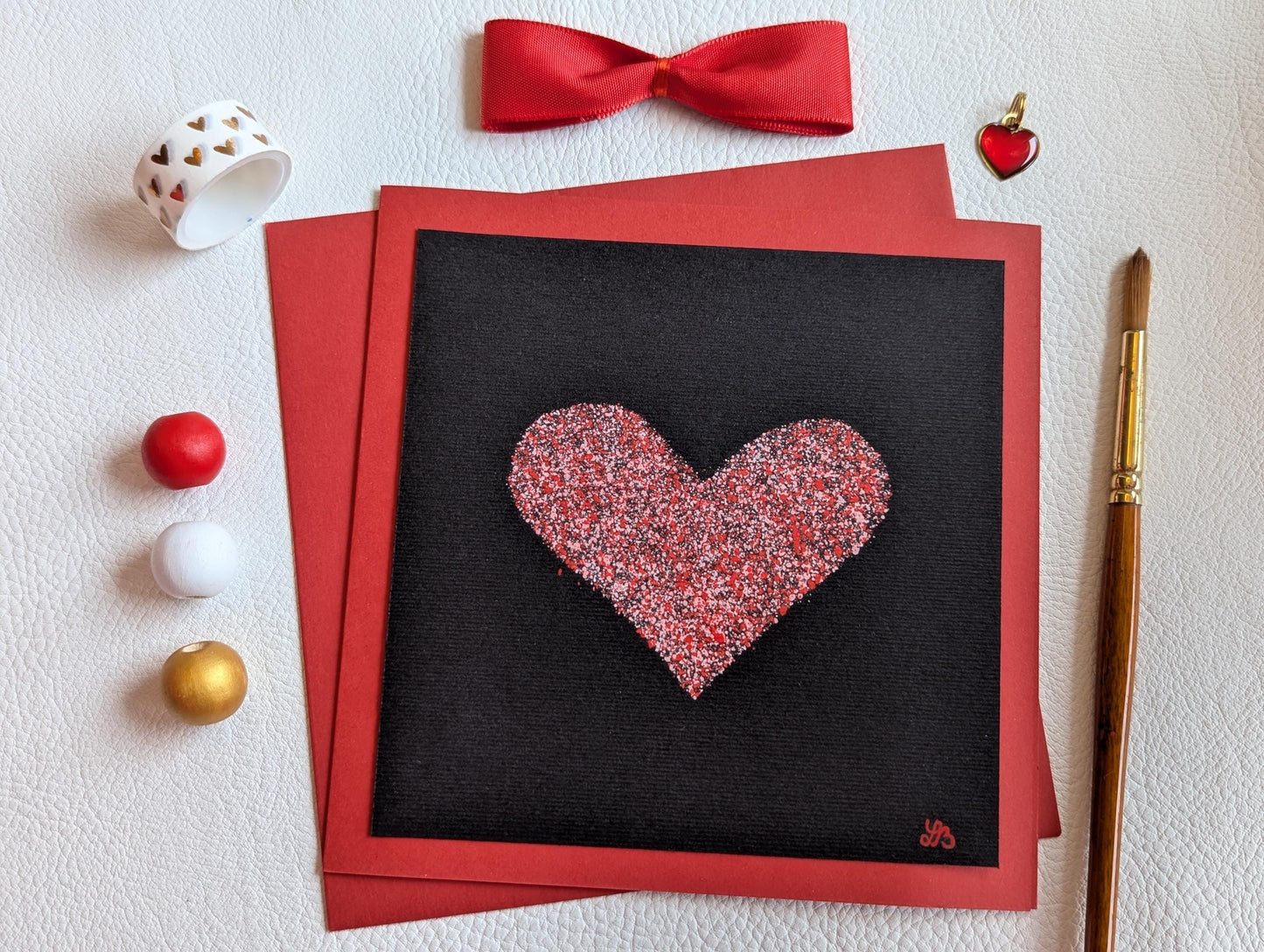 Hand Painted Heart Card: Minimalist Anniversary Love Card